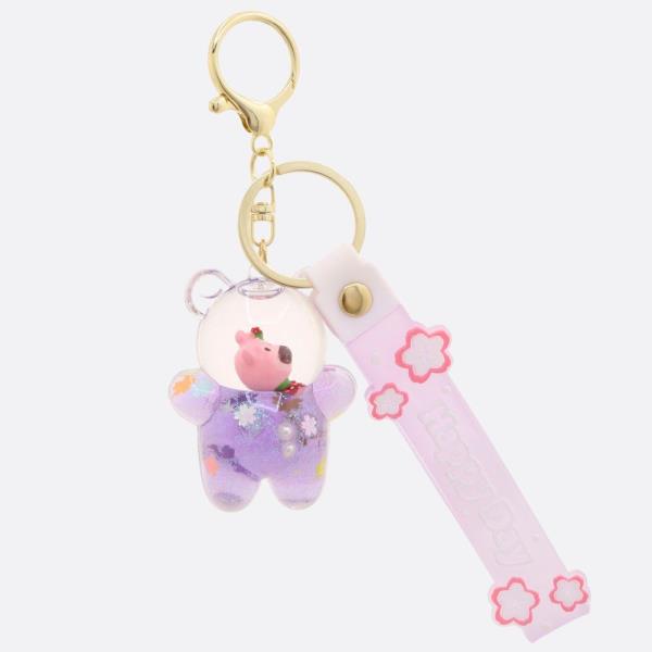 TRANSPARENT TEDDY BEAR CONFETTI KEYCHAIN