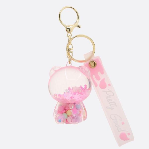 TRANSPARENT TEDDY BEAR CONFETTI KEYCHAIN