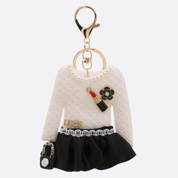 GLITTER DRESS PEARL BEAD KEYCHAIN