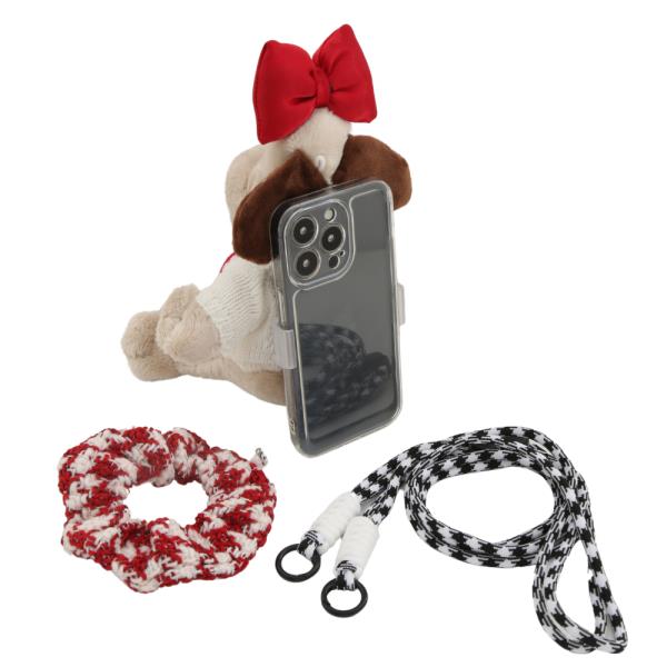 RIBBON DOG CELLULAR PHONE HOLDER WITH CROSSBODY STRAP