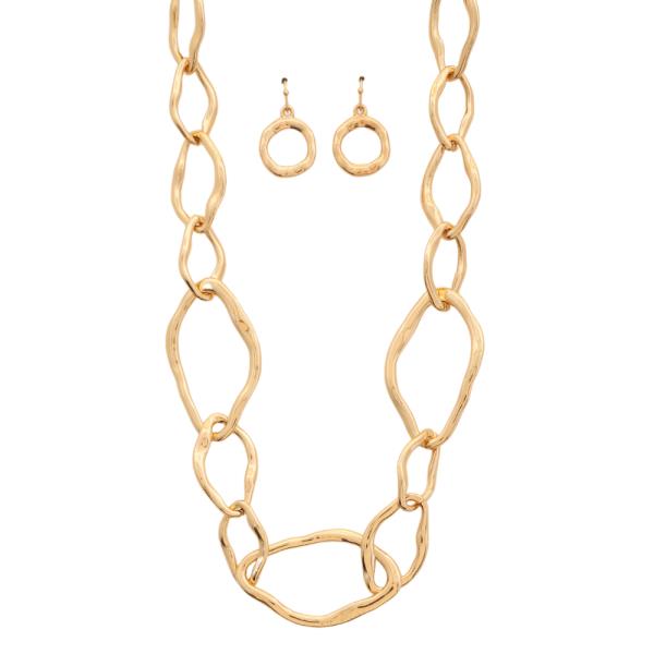 METAL ORGANIC CHAIN NECKLACE EARRING SET