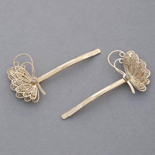 BUTTERFLY RHINESTONE HAIR PIN SET