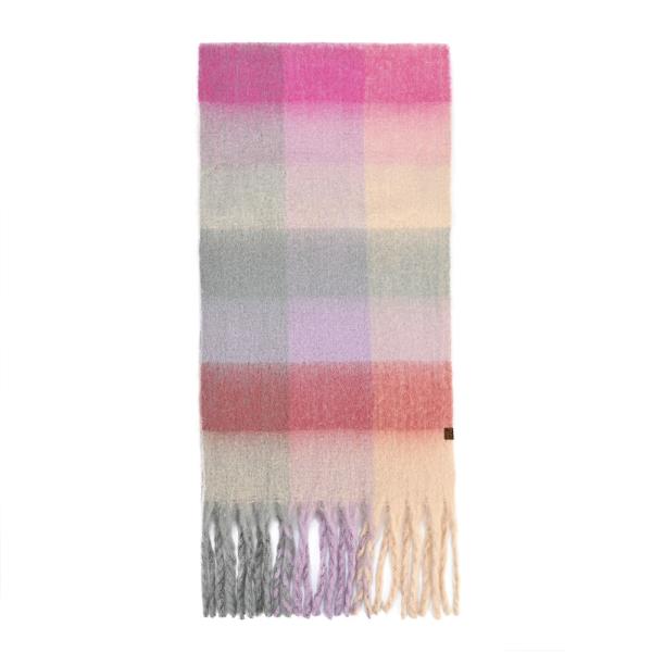 MULTI COLOR CHECK PATTERN WOVEN FRINGED SCARF