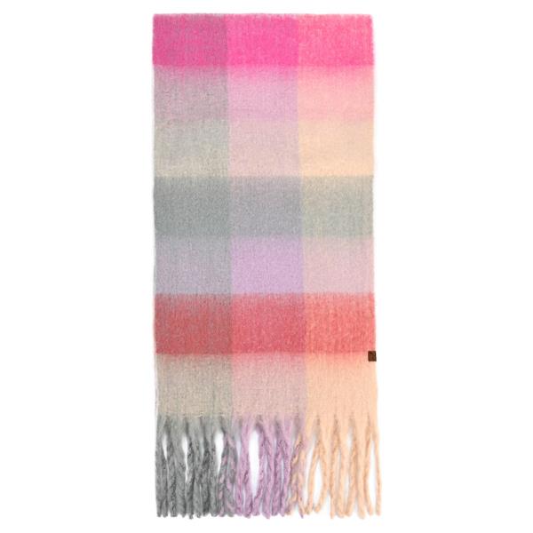 MULTI COLOR CHECK PATTERN WOVEN FRINGED SCARF