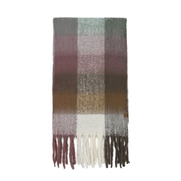 MULTI COLOR CHECK PATTERN WOVEN FRINGED SCARF