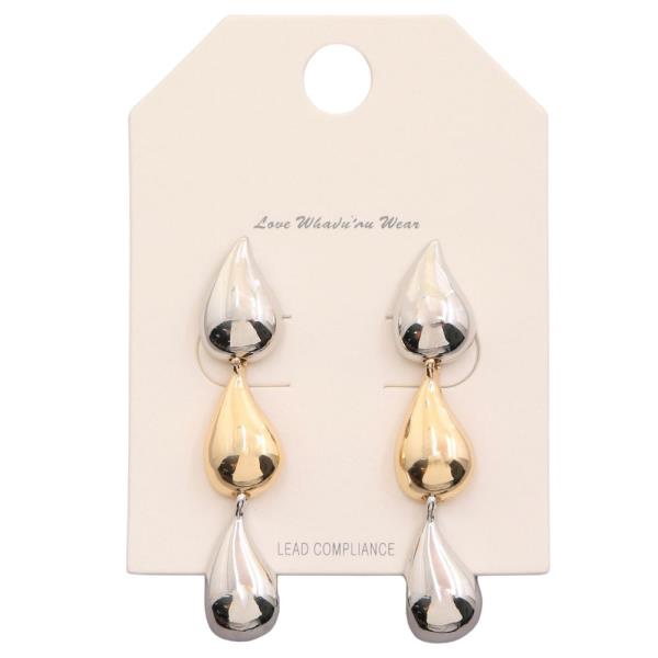 TRIO TEARDROP LINKED EARRING