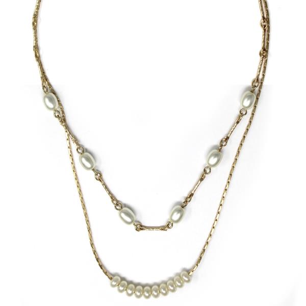 DOUBLE LAYER PEARL BEADED NECKLACE