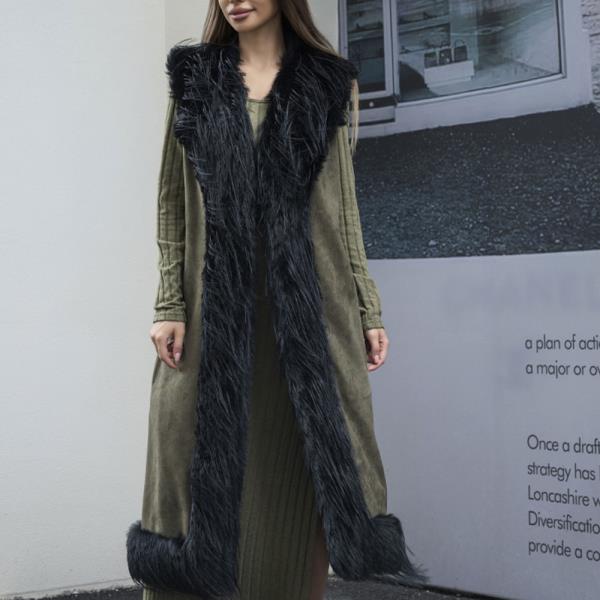 EDGE FUR LONG VEST JACKET