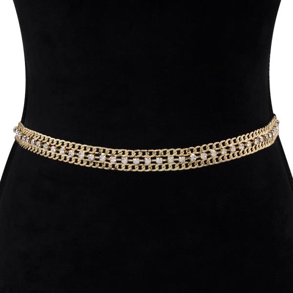 RHINESTONE LAYER CHAIN HOOK BELT