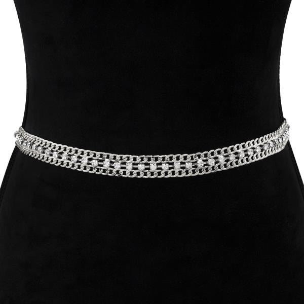 RHINESTONE LAYER CHAIN HOOK BELT