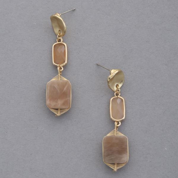 STONE WIRE METAL DANGLE EARRING