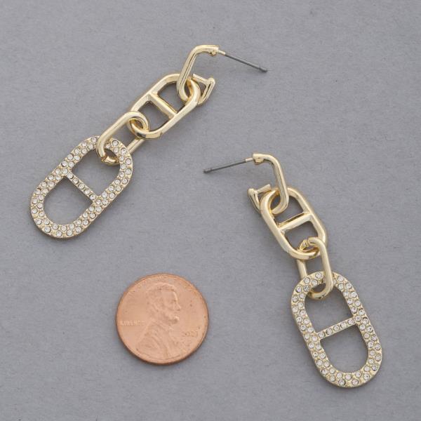 OVAL LINK METAL DANGLE EARRING