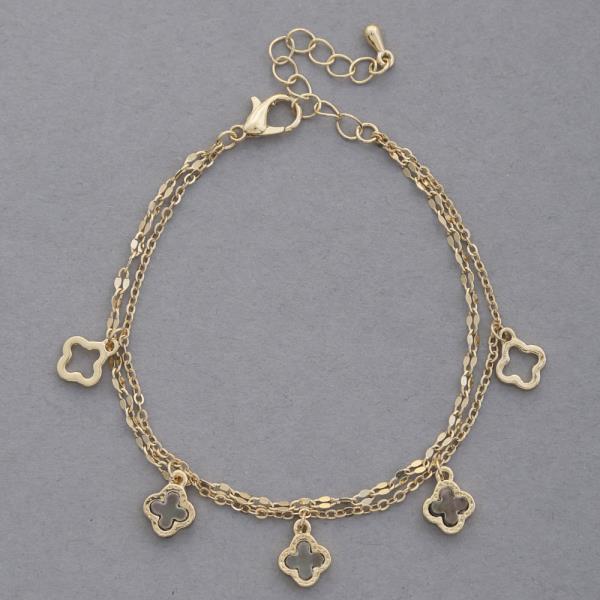 CLOVER CHARM LAYERED METAL BRACELET