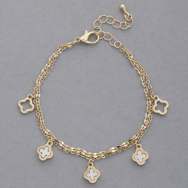 CLOVER CHARM LAYERED METAL BRACELET