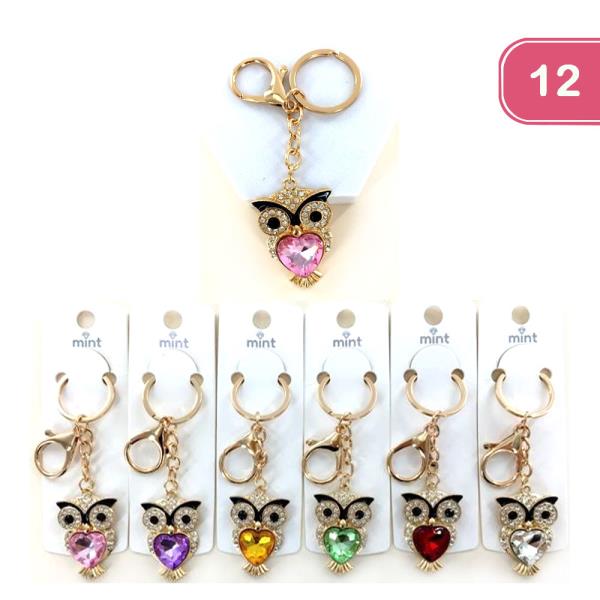 OWL RHINESTONE KEYCHAIN (12 UNITS)