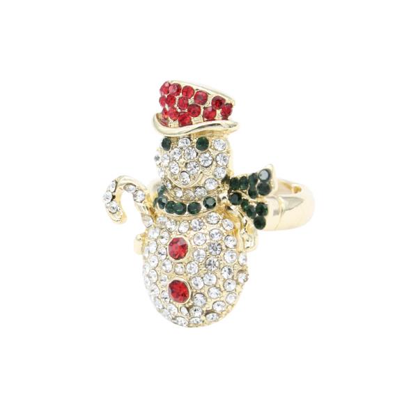 GOLD PLATED PAVE SNOWMAN STRETCH RINGS