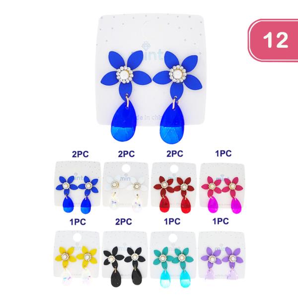 FLOWER DANGLE EARRING (12 UNITS)