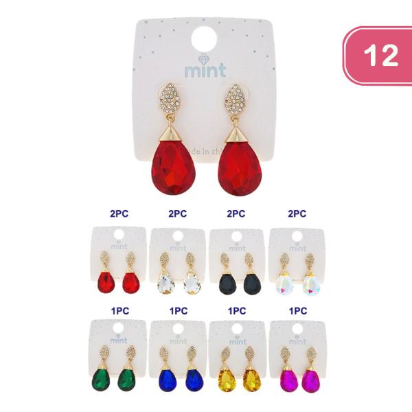 RHINESTONE DANGLE EARRING (12 UNITS)