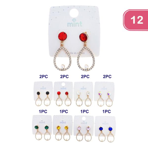 RHINESTONE DANGLE EARRING (12 UNITS)