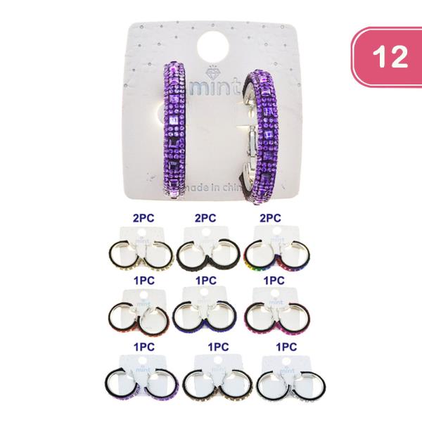 RHINESTONE HOOP EARRING (12 UNITS)