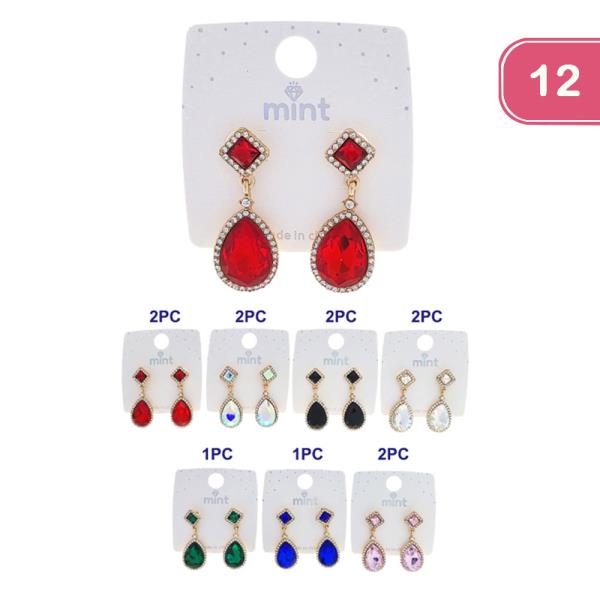 RHINESTONE DANGLE EARRING (12 UNITS)