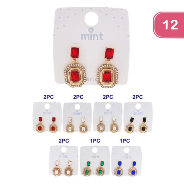 RHINESTONE DANGLE EARRING (12 UNITS)