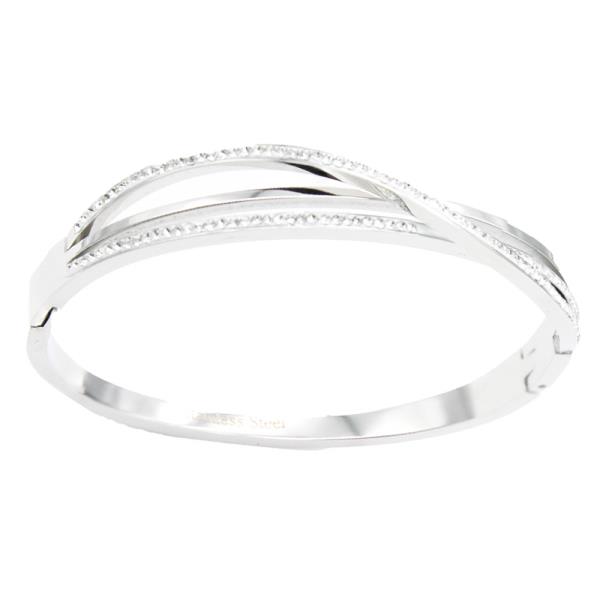 STAINLESS STEEL X HINGED BANGLE BRACELET