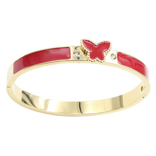 BUTTERFLY STAINLESS STEEL HINGED BANGLE BRACELET