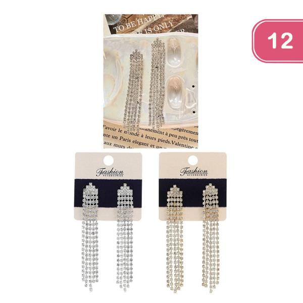 TASSEL RHINESTONE EARRINGS (12 UNITS)