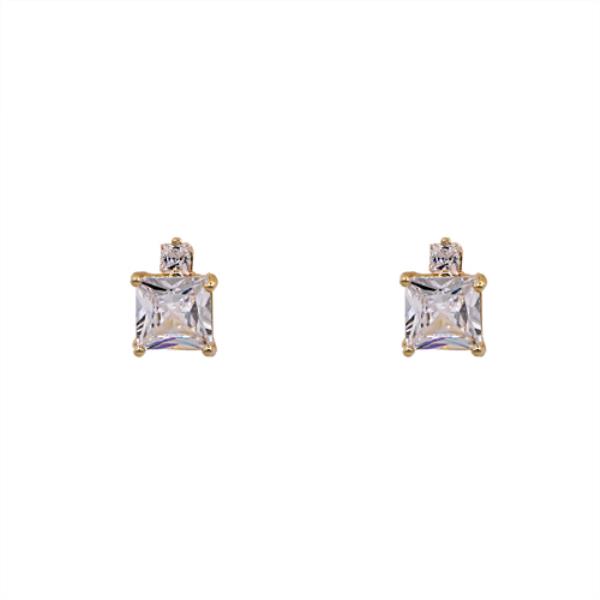 SECRET BOX SILVER DIPPED SQUARE CZ STUD EARRING