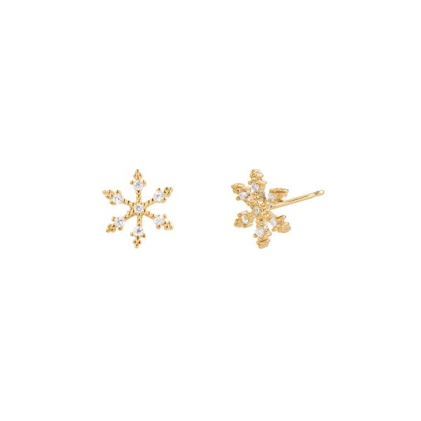 SECRET BOX 14K GOLD DIPPED SNOWFLAKE CUBIC EARRING