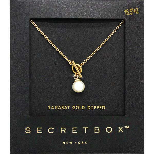 SECRET BOX GOLD DIPPED PEARL TOGGLE NECKLACE 3