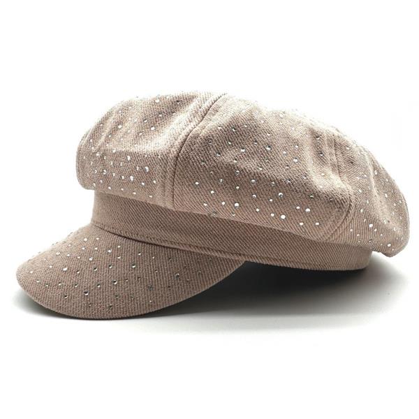 RHINESTONE STUDDED CABBIE NEWSBOY BERET HAT