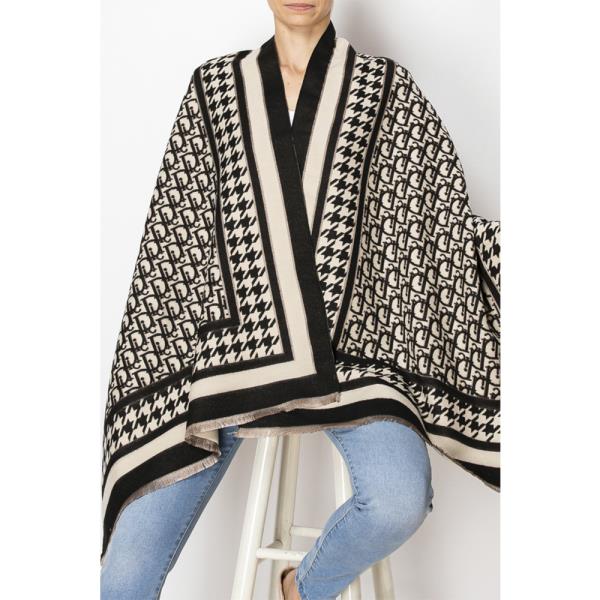 HOUNDSTOOTH PATTERN BLANKET SHAWL