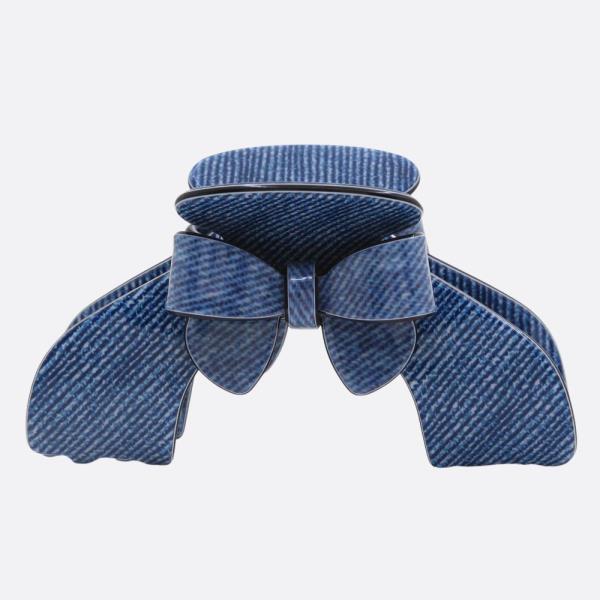 DENIM PATTERN BOW CLAW HAIR CLIP