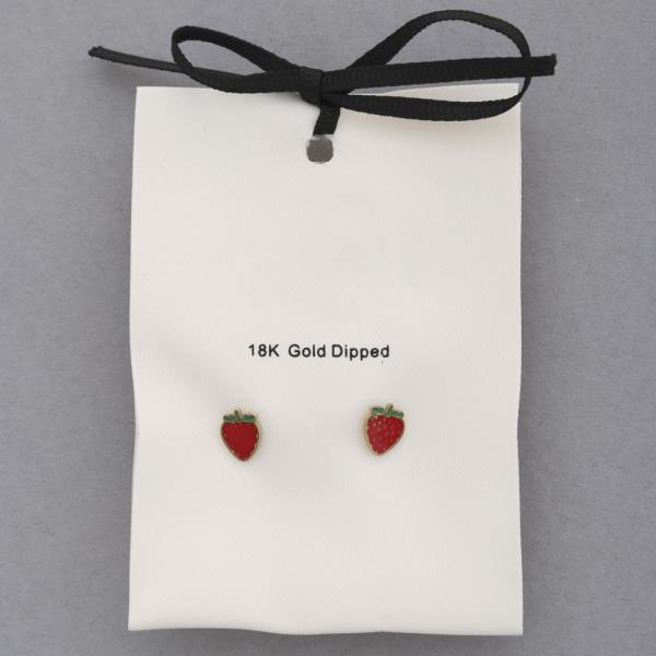 18K GOLD DIPPED STRAWBERRY DAINTY STUD EARRING