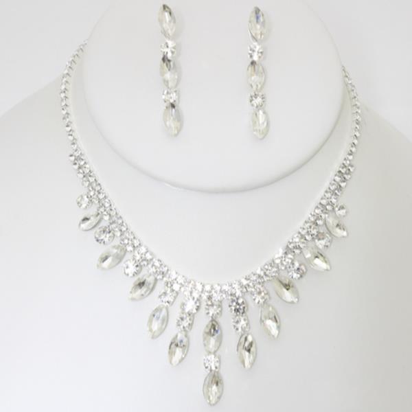 RHINESTONE NECKLACE EARRING SET