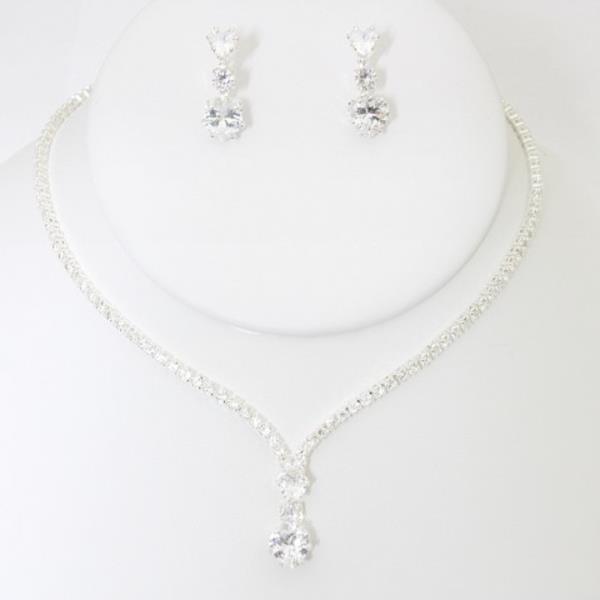 RHINESTONE NECKLACE EARRING SET