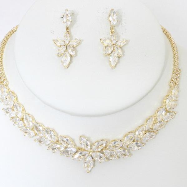 RHINESTONE NECKLACE EARRING SET