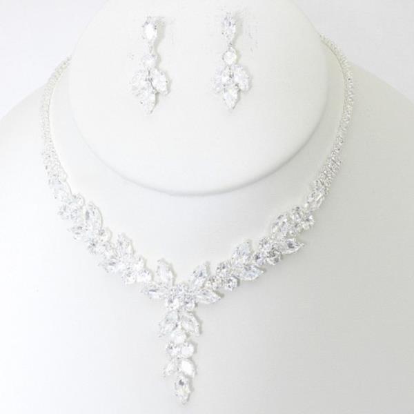 RHINESTONE Y NECKLACE EARRING SET