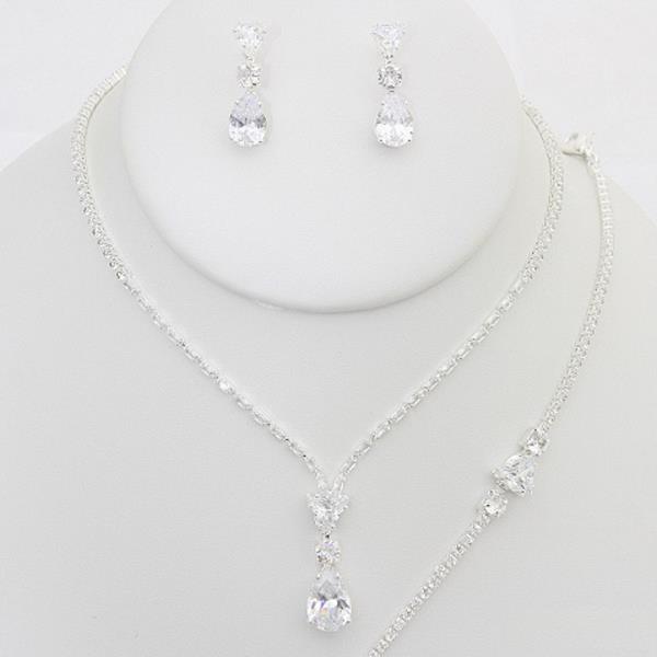 RHINESTONE NECKLACE EARRING BRACELET SET