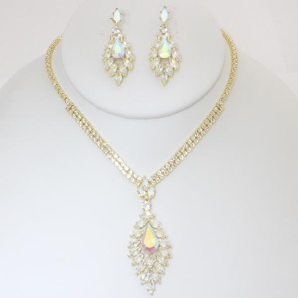 RHINESTONE NECKLACE EARRING SET