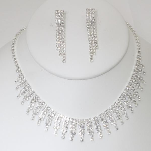 RHINESTONE NECKLACE EARRING SET