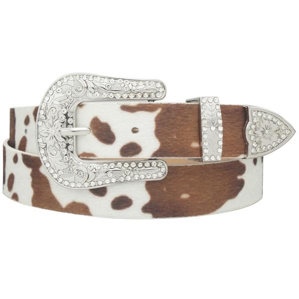 WESTERN BUCKLE FAUX COW HIDE BELT