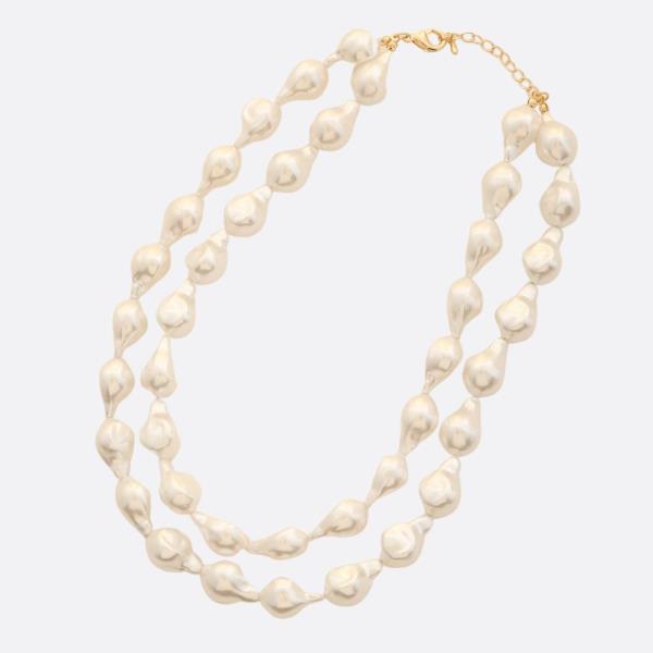 SODAJO PEARL BEAD LAYERED GOLD DIPPED NECKLACE