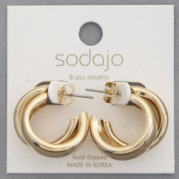 SODAJO TRIPLE HOOP GOLD DIPPED EARRING