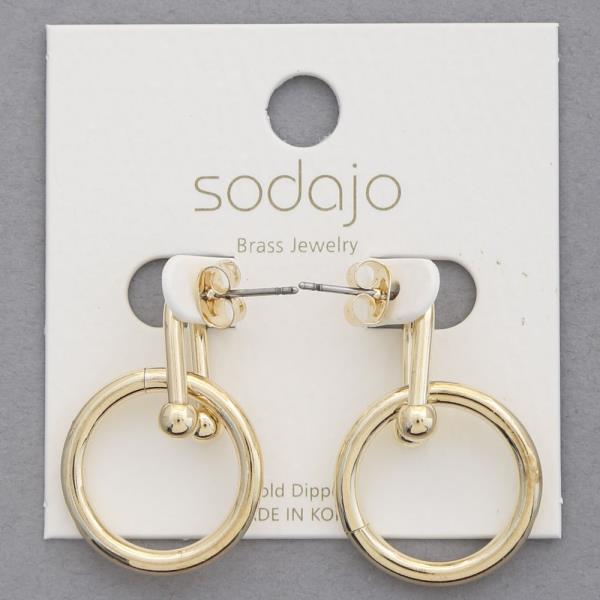 SODAJO U SHAPE METAL RING GOLD DIPPED EARRING