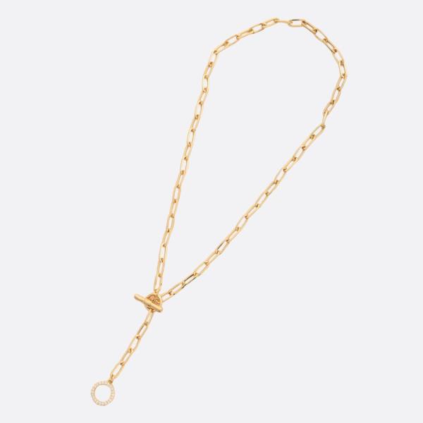 SODAJO CIRCLE TOGGLE CLASP OVAL LINK GOLD DIPPED NECKLACE