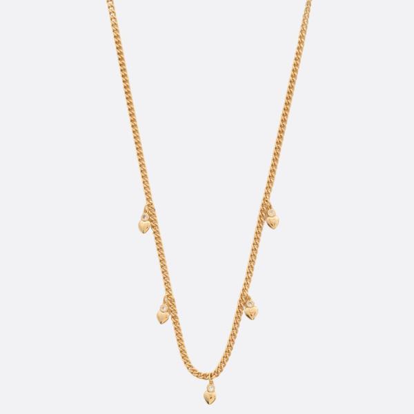 SODAJO CZ HEART CIRCLE LINK STATION GOLD DIPPED NECKLACE