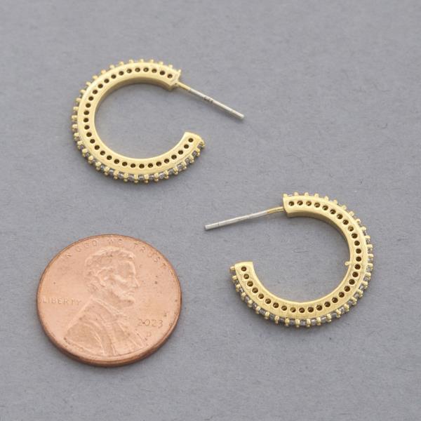 SODAJO CZ EDGE OPEN HOOP GOLD DIPPED EARRING